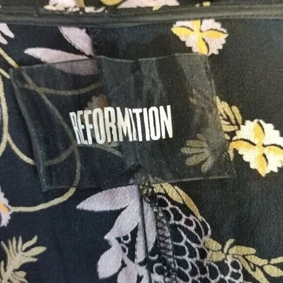 Reformation Penny black floral wrap dress - Picture 11 of 11